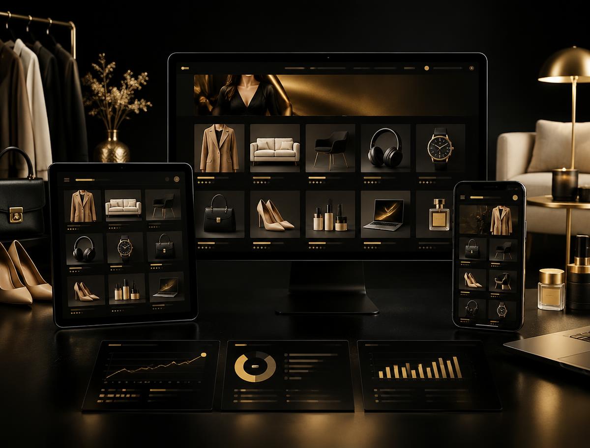 Organized product catalog and listings shown across devices